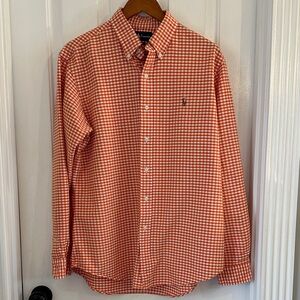 Ralph Lauren Men's Orange Checkered Shirt